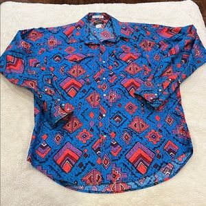 Vintage Ruddock Bros Shirt Men Aztec Pearl Western Cowboy 90s 16-1/2